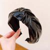 Synthetic Leather Travel Headband Shiny Lady Hairband Fashion Knot Head Hoop  For Women Girls