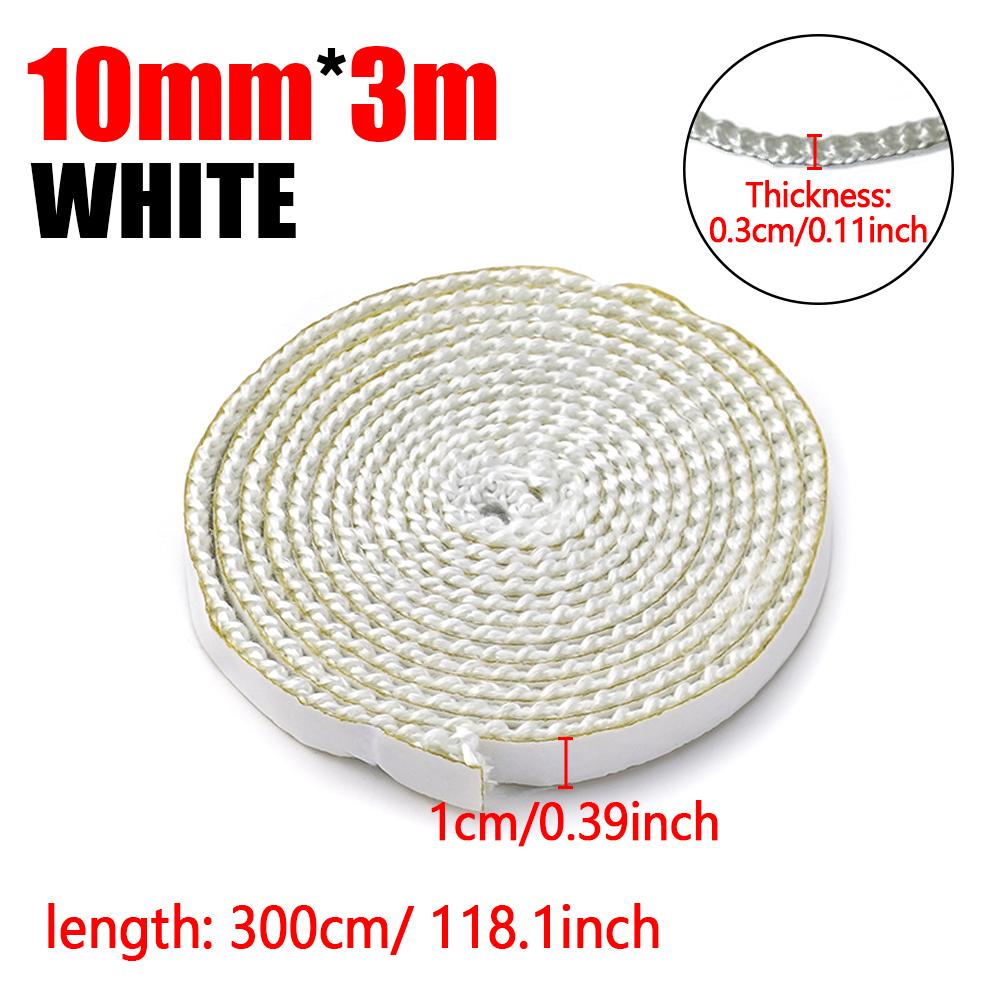 10/15mm Fireplace white Sealing Rope Wood Burning Stove Door Self-Adhesive Fiberglass Sealing Cord Replacement Black Gasket Tape
