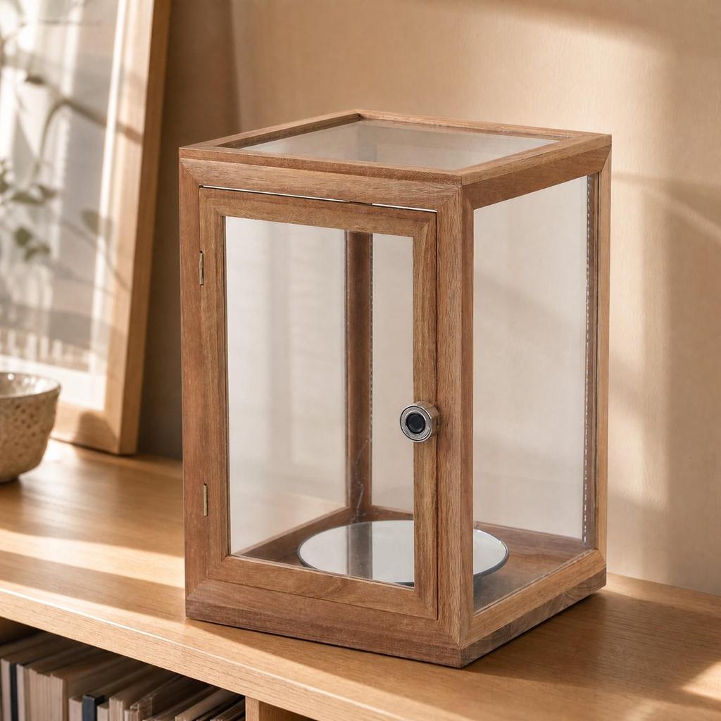 Wooden Display Cabinet with Glass Panels Dust-Resistant Glass-Front