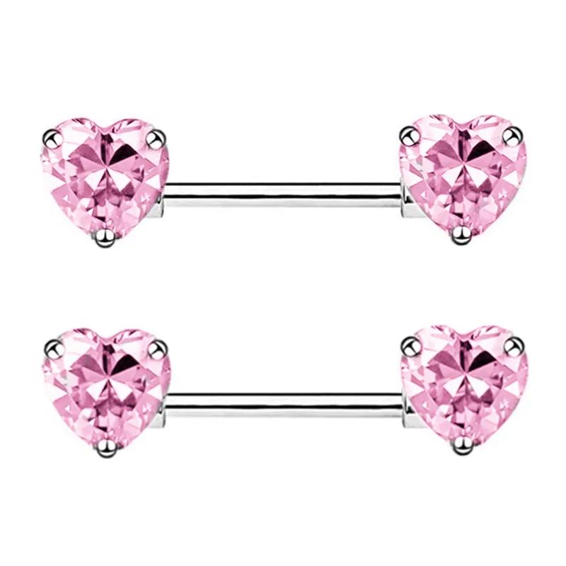 Rosa Herz Brustwarzenpiercing Stange Set Glänzende Kristall Brustwarzenringe Großpackung Für Frauen Blume Brustwarzen Schmuck Packung Piercing Teton Mengen