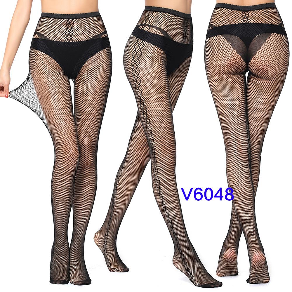 Warp Knitted Seamless Trend Jacquard Fishing Net Socks, Little Love Tiger Pattern Grid Black Stockings