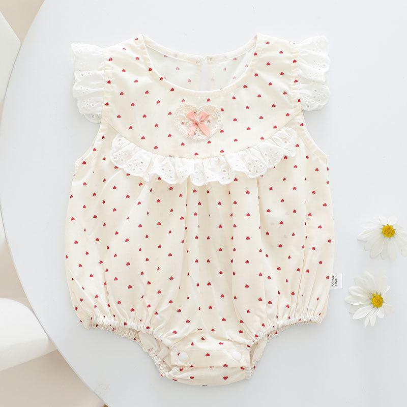 Summer Sleeveless Plaid Baby Jumpsuit - Pure Cotton Diaper Cover for Girls