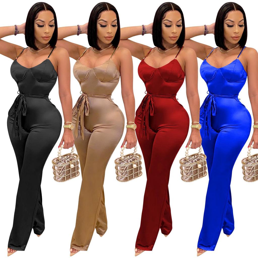 X3717 Sexy Jumpsuit: Gerade Hosen, Lässiger Chic für Europa & Amerika
