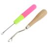 Wooden Bent Latch Hook Tool and Plastic Latch Hook Crochet Needle, Set of 2