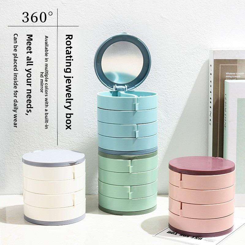 Rotating Multi-layer Jewelry Box Handmade Earrings Necklaces Jewelry Storage Box Exquisite Dust-proof Box