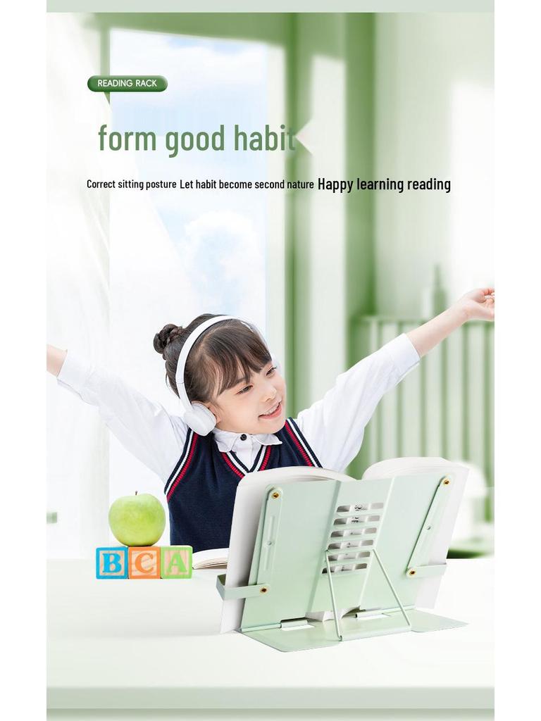 Kaba Bear Adjustable Reading Stand - Multifunctional Metal Book Holder for Students