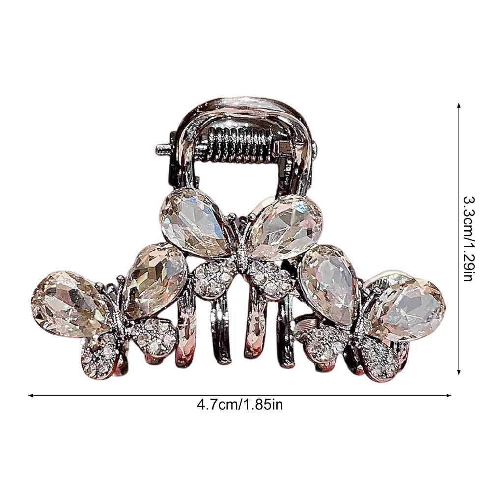 Kleine Schwarze Kristall Diamant Schmetterling Haarspange Dekor Mode Pony Legierung Haarnadel Mit Rutschfesten Flash Haaraccessoires