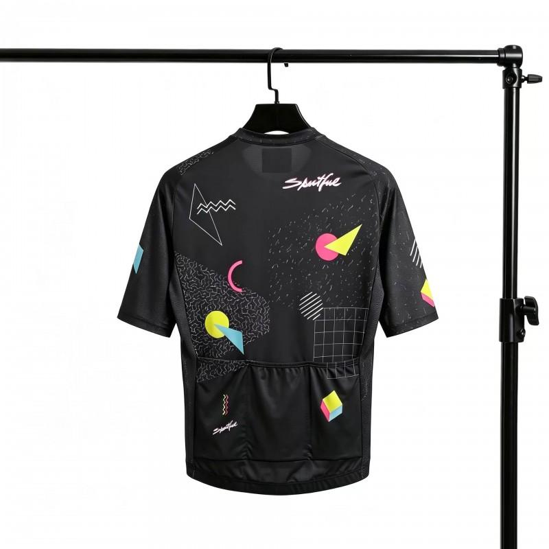 Men Women Retro Memphis Pop Geometric Cycling Jersey Short Sleeve Breathable Quick Dry Road Bike Shirt