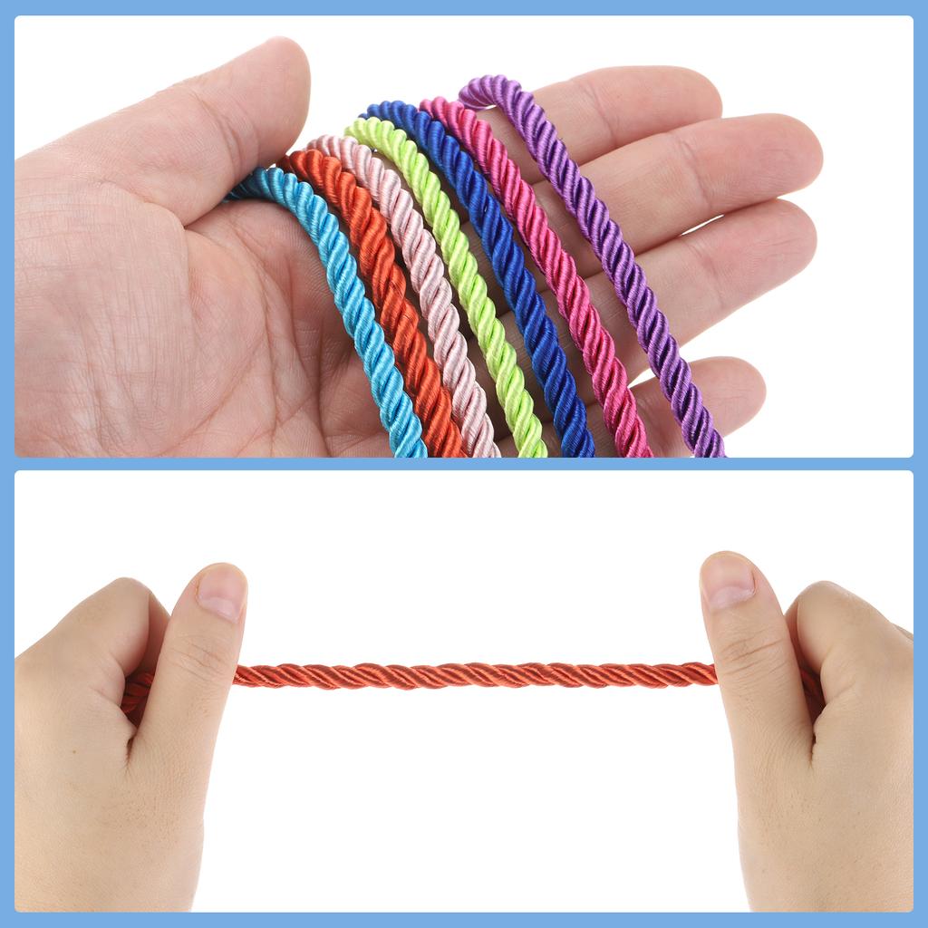 Uxcell Pletená šňůra 11 yardů 5 mm 3vláknová motouzová pletená šňůra lesklá nit Šňůrka pro řemesla Dárková taška Záclona Vánoční dekorace