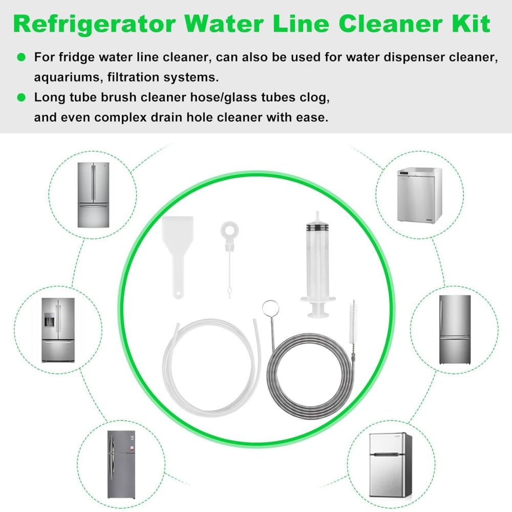 5pcs Refrigerator Drain Cleaning Tool Fridge Water Line Cleaner Kit Long Tube Brush Cleaner