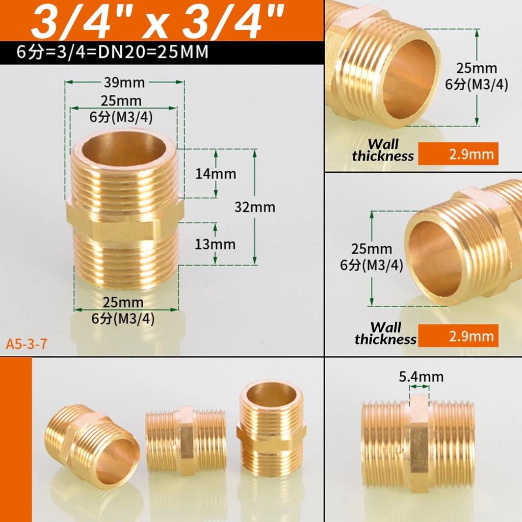 1/8" 1/4" 3/8" 1/2" 3/4" 1" BSP Messing Außengewinde zu Außengewinde Sechskant-Nippel Gleichmäßig Gerade Reduzierend Messing-Verbinder für Wasser Öl Gas
