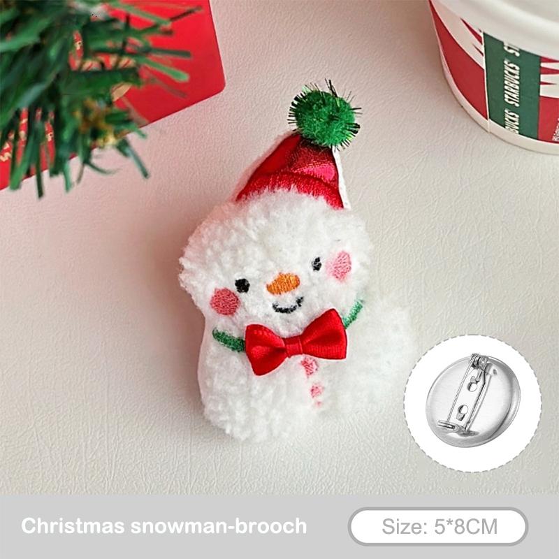 Christmas Plush Doll Brooch Christmas Tree Santa Claus Snowman Socks Pin Bag Coat Sweater Scarf Badge Pins Accessorie