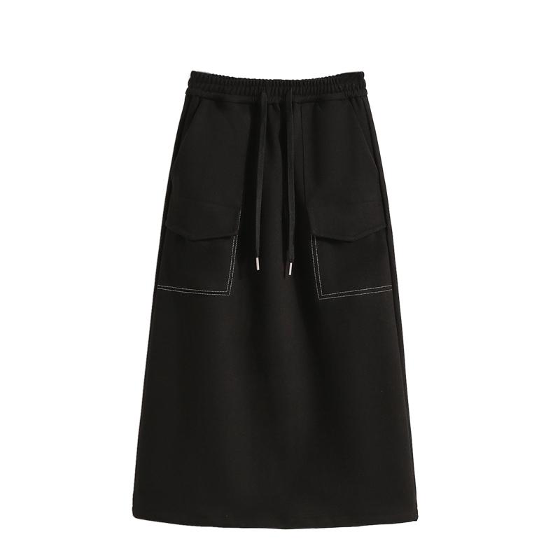 DIMANAF 2024 Neue Herbst Winter Plus Größe Lange Frauen Röcke Elastische Taille A-linie Übergröße Dame Elegante Hohe Taille Röcke