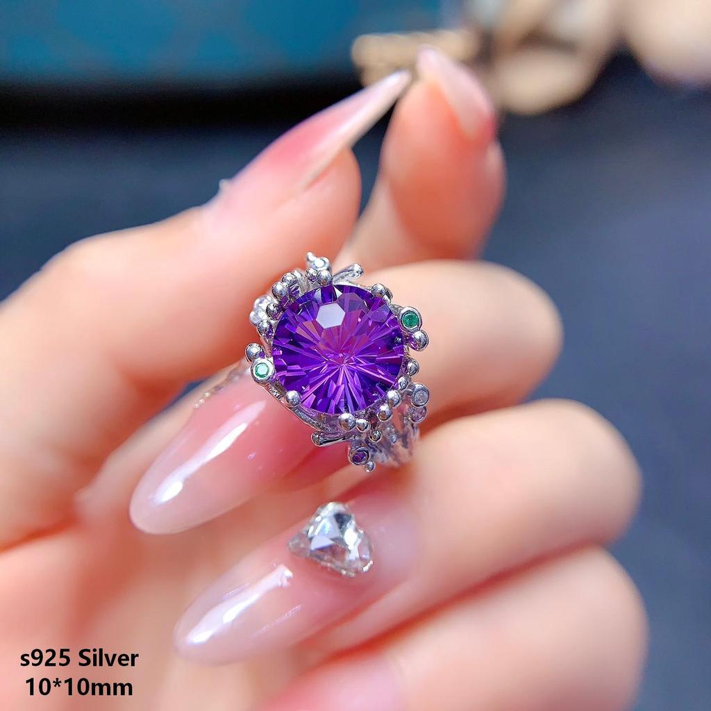 High Quality S925 Best-selling Natural Amethyst Ring High Clarity and Excellent Color Gem Rings Jewelry for Women Jewelry Gift