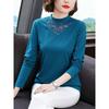 Pure Cotton Half-Turtleneck Lace Base Shirt for Women, New Spring, Autumn, and Winter Style, Fleece-Lined Long-Sleeve Slim-Fit Inner Top, Trendy