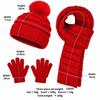 3Pcs/Set Pom Pom Knitted Scarf Gloves Set Soft Cozy Winter Hat Scarf Gloves Kit  2-5Y Baby Kids