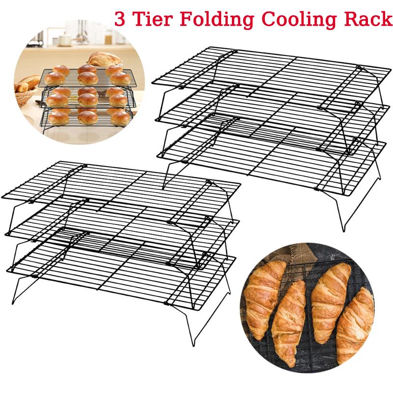 Backblech aus Edelstahl mit 3 Schichten, faltbar, antihaftbeschichtet, Drahtgitter, Kuchenkühlgitter, Ofen, Pizza, Brothalter, Grillregal, Küche