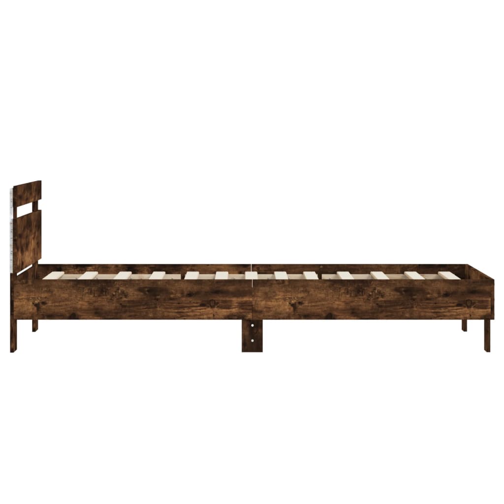 Vidaxl Rama Łóżka Z Wezgłowiem I Led, Przydymiony Dąb, 90X190 Cm