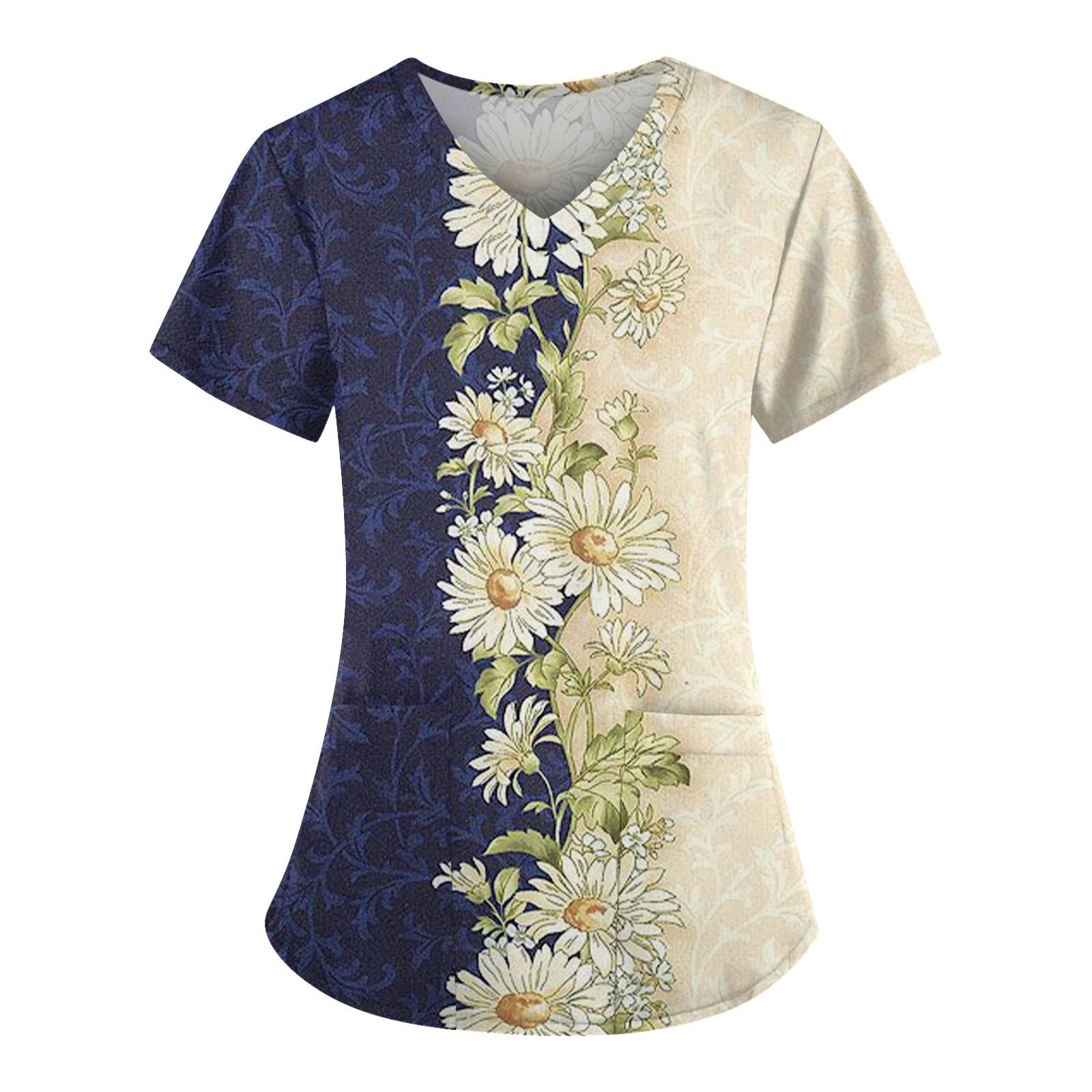 

Женские модные повседневные топы с v-образным вырезом и защитная спецодежда с принтом L бежевый