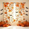 2PCS Halloween Pumpkin Bead Chain Print Curtains Gothic Elegant Spooky Decor for Bedroom Living Room Kitchen