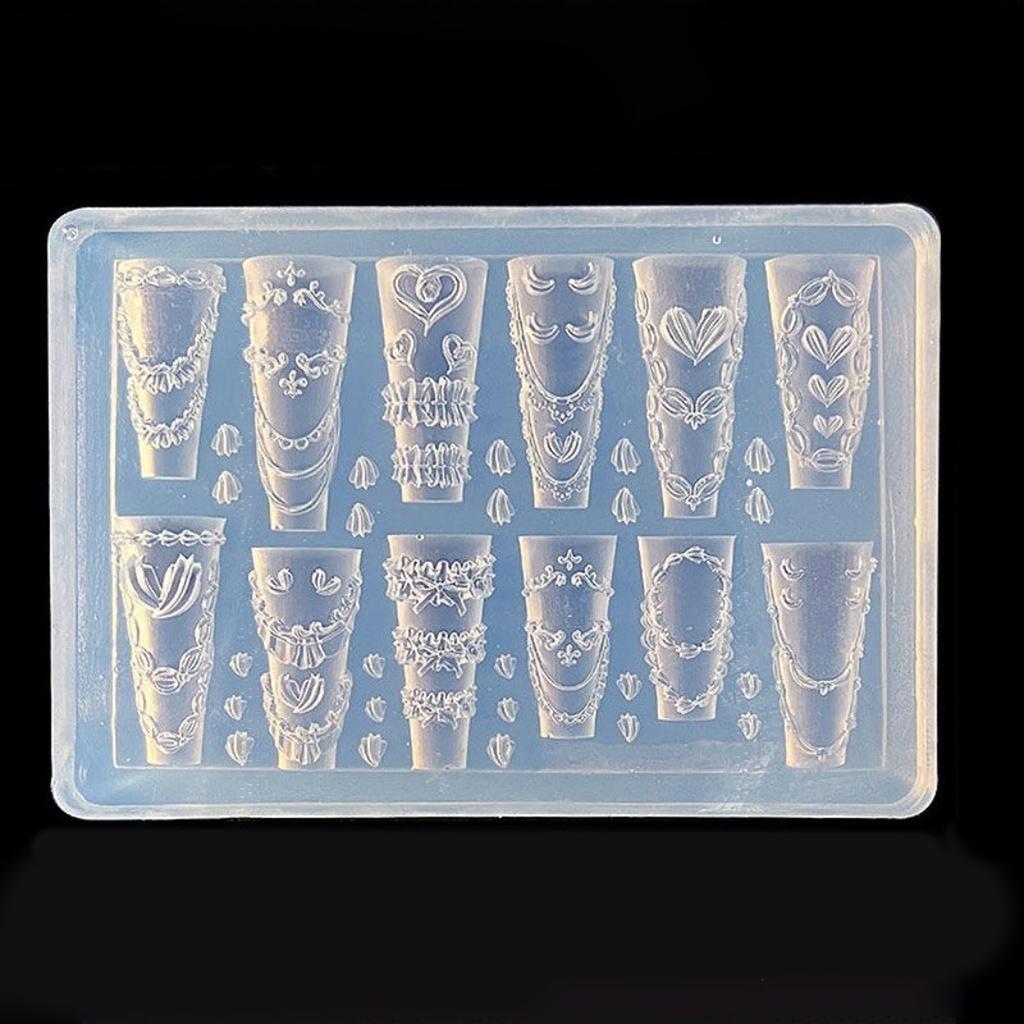Nail Art Silicone Mold Cream Lace Shape Manicure Training Tool Professional Manicure Supplies for Various Occasion