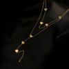 316L Stainless Steel New Fashion Upscale Jewelry 2 Layer Love Heart Tassel Charms Chain Choker Necklaces & Pendants For Women