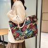 Trendy Dualsided Ethnic Style Canvas Tote With Hidden Pocket For Everyday Carry
