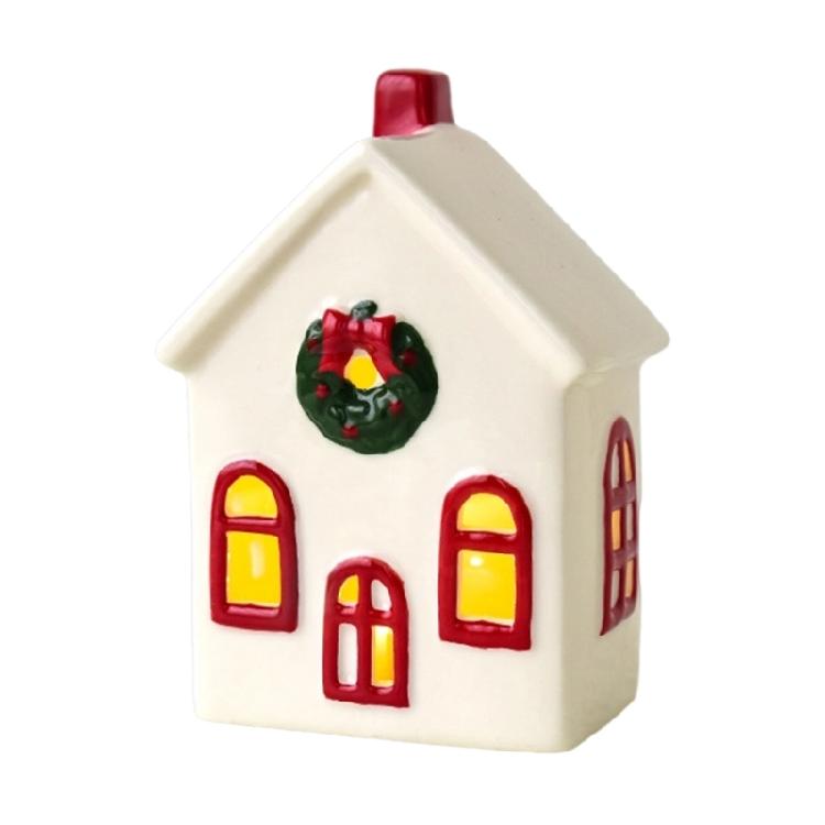 Feiertags-Keramikhaus-Dekorationen Batteriebetriebene Kerzenhalter Weihnachtsdorf Saisonales Geschenk Bereit für die Feiertagspräsentation