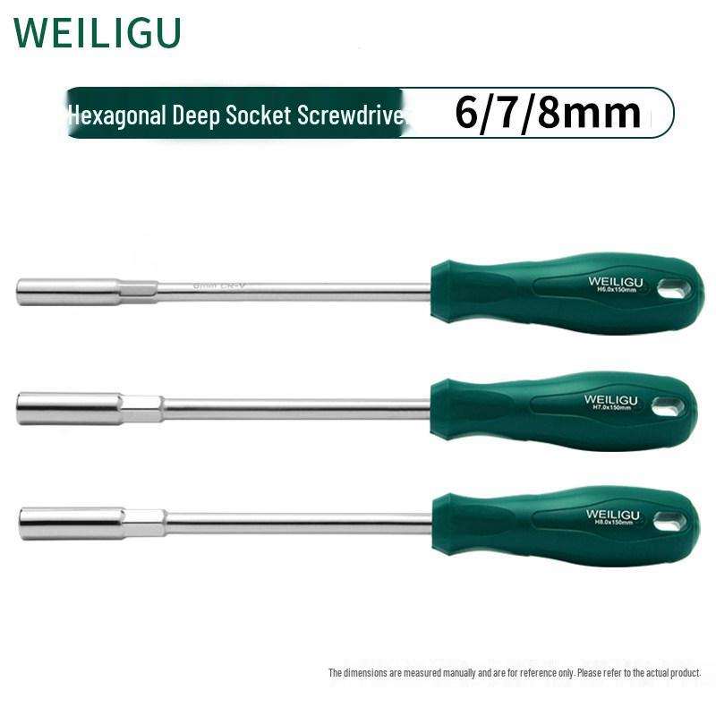 Extended Hex Socket Screwdriver Bit with CRV Head for Nuts & Bolts