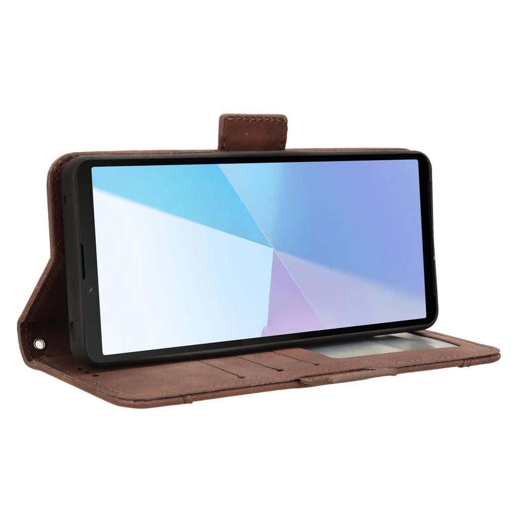 For Sony Xperia 10 VI Case PU Leather Flip Folio Phone Cover with Multiple Card Holders