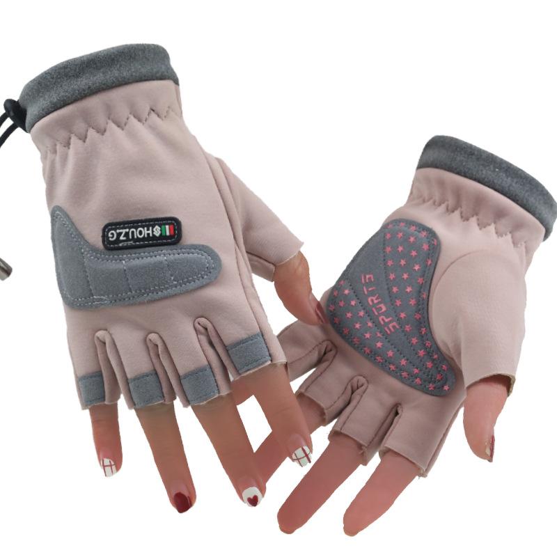 

Зимние термоперчатки 5-12 недель Перчатки с открытыми пальцами для детей среднего и старшего возраста Флисовые перчатки для девочек для беговела Детские студенческие для катания M светло-розовый