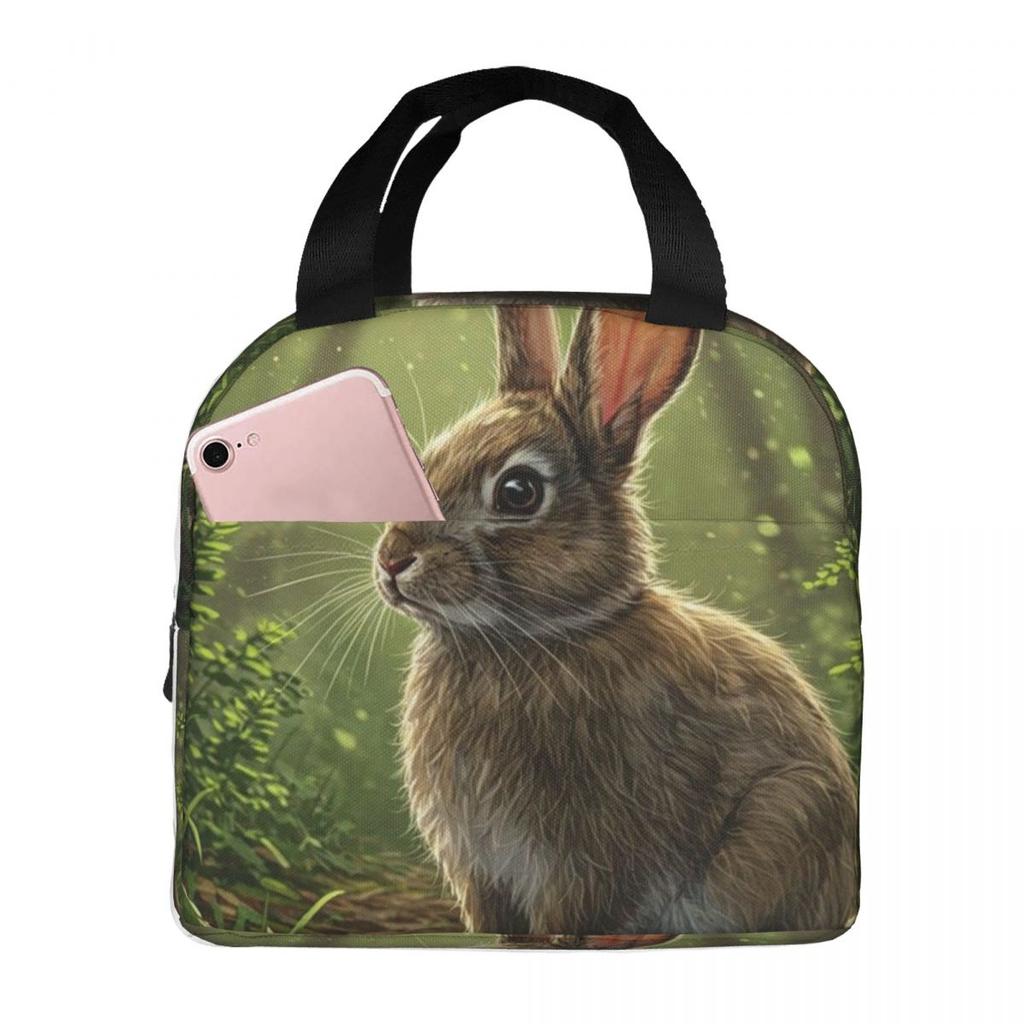 Rabbit In The Forest Anime Insulated Lunch Bag for Women Office Cooler Thermal Food Box Tote Portable Lunch Boxes Container