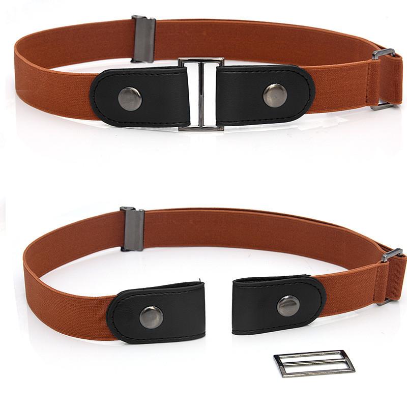 Leather Elastic Belt For Men And Women With Metal Buckle And Adjustable Fit