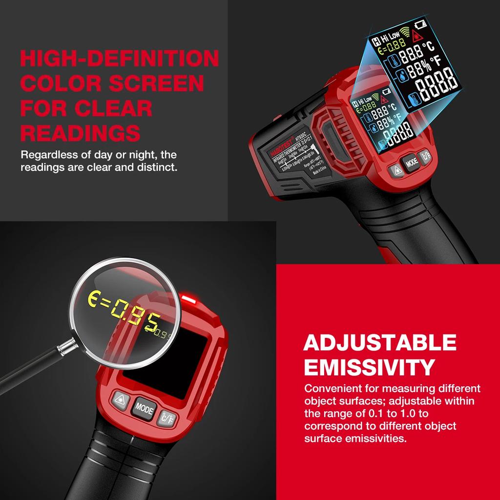 HT650 Digital Infrared Laser Temperature Non-contact Industrial Laser Temperature Meter Temperature Gun Tester