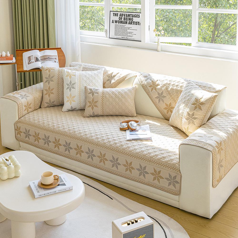Four Seasons Sofa Cushion Embroidered Non-Slip Simple Modern Nordic Fabric Craft General Cushion Sofa Cover Cover Cloth