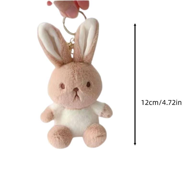 Porte-clés en peluche Lapin Thé au Lait avec un matériau en peluche courte pour cadeau d'adolescent