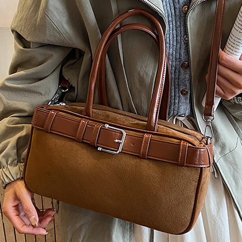 Women's bag autumn new fashion retro suede shoulder oblique span bag large capacity commuter tote bag
