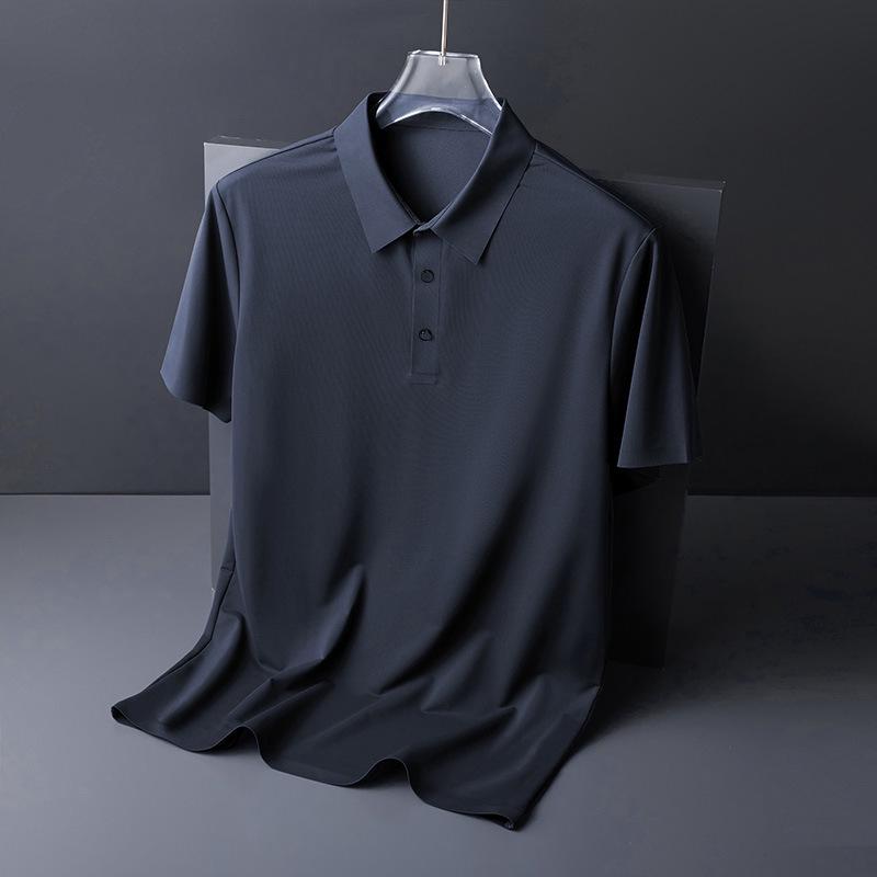 Ice Silk Men's Stretch Polo Shirt: Summer Lightweight, High-End Business Casual, Short Sleeve, Turn-Down Collar