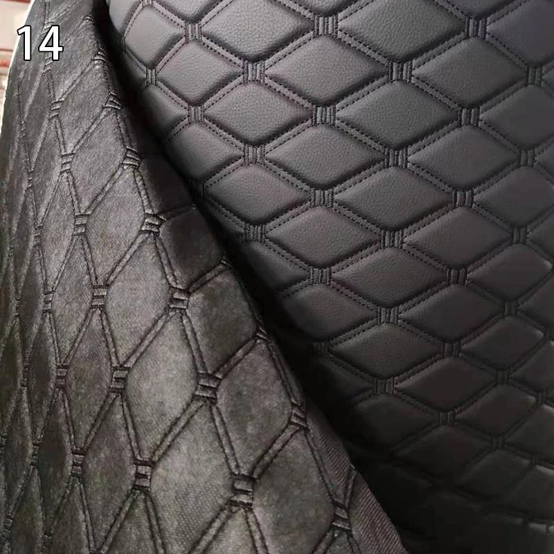 Thick Quilted Faux Leather Fabric Embroidery Upholstery Fabric Car Roof Bedside Leather Door Sponge Trim Decoration