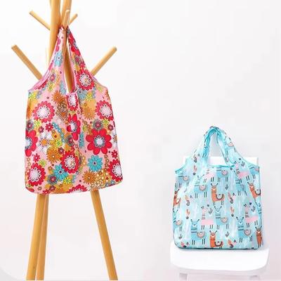 5pcs Eco-Friendly Folding Shopping Bag Reusable Heavy Duty Portable Storage Bag Printed Large Capacity Tote Bag Daily Use