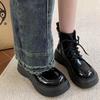 Brown Martin Boots Women's Spring and Autumn Platform Short Boots Ugly Cute Big Head Cigarette Boots Small Height Increasing Black Skinny Boots