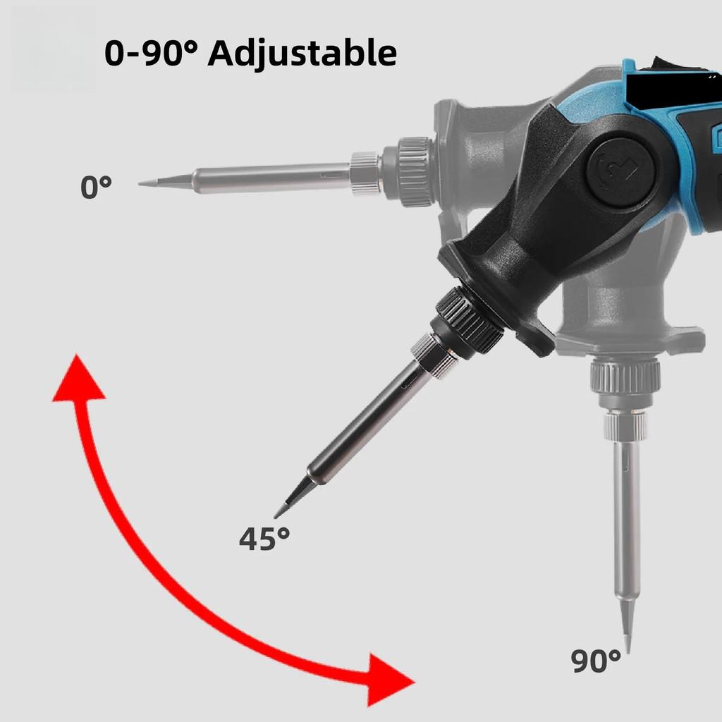 30W 400℃ Cordless Electric Soldering Iron Gun 90° Adjustment Welding Gun For 12V Solder Sucker Heating Remove Power Tool