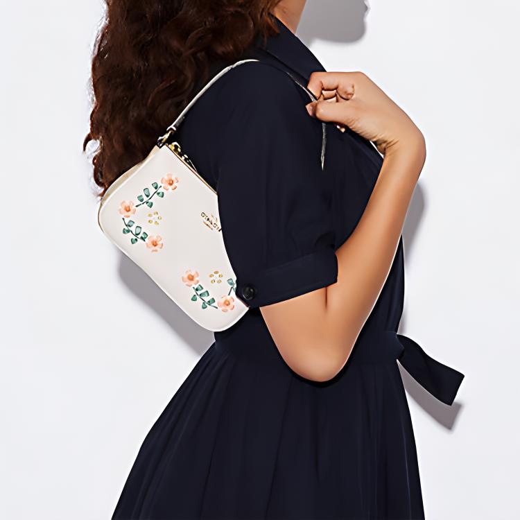 New COACH Nolita Cow Leather Detail Mahjong Bag Shoulder Bag Handbag Shoulder Bag Wrist Bag Small Size Women's White C9924-IMOTV