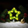 Furry Green Elf Tree Top Star 3D Plush Faux Fur Star Christmas Treetop Ornament with Red Balls for Xmas Tree Holiday Home Party Decor