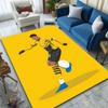 Soccer Player In Action On Yellow Patterned Carpet, Suitable As a Non Slip Play Mat for the Living Room and Bedroom Sofa