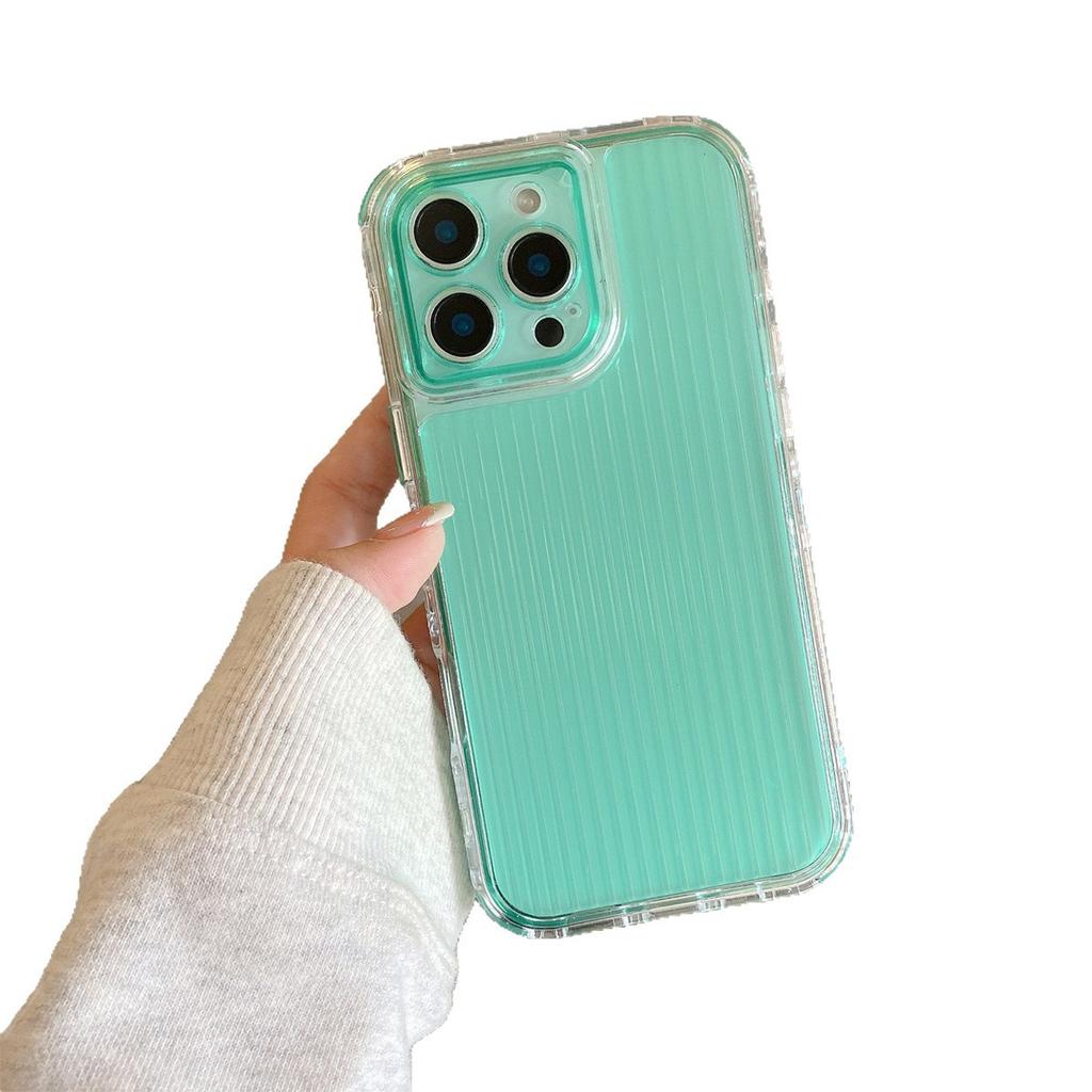 Wellenmuster für iPhone Schutzhülle 2-in-1 Niedlich Rundumschutz Transparent Dreidimensionale Streifen für Apple Handy Schutzhülle