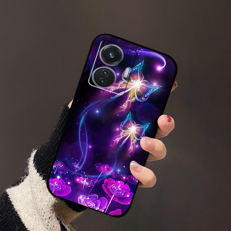 For Vivo T1 4G Case V2153 Covers TPU Black Silicone Landscape Cover for Vivo T1 44W Case VivoT1 Y55 4G Shockproof Soft Shells