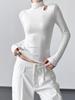 Women's Slim Fit Velvet Turtleneck Long Sleeve T-Shirt, Gray, 2025 Spring/Autumn/Winter Collection.
