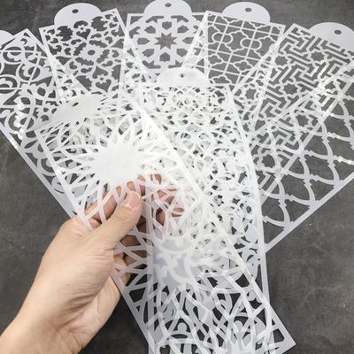 Set da 8 pezzi Rete per Torta Biscotti Disegno Cioccolato Dessert Timbri da Cottura Stencil Decorazione Fondant Strumento Spray in Plastica Stencil a Rete per Matrimonio
