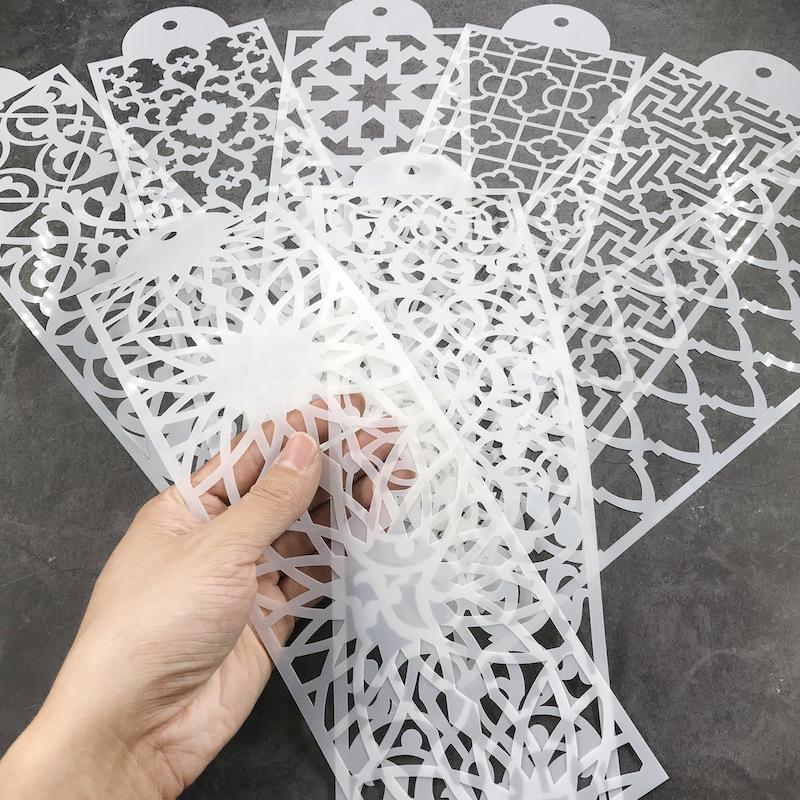 8pc Cake Mesh Cookies Drawing Chocolate Dessert Baking Stamp Stencils Fondant Decorating Plastic Spray Tool Wedding Mesh Stencil